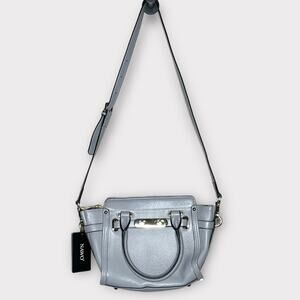 NWT NAWO gray leather small crossbody convertible satchel purse w/gold hardware